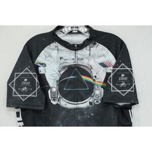 Pink Floyd Dark Side Moon Cycling Jersey Strgao Mens XL Black Full Zip Biking